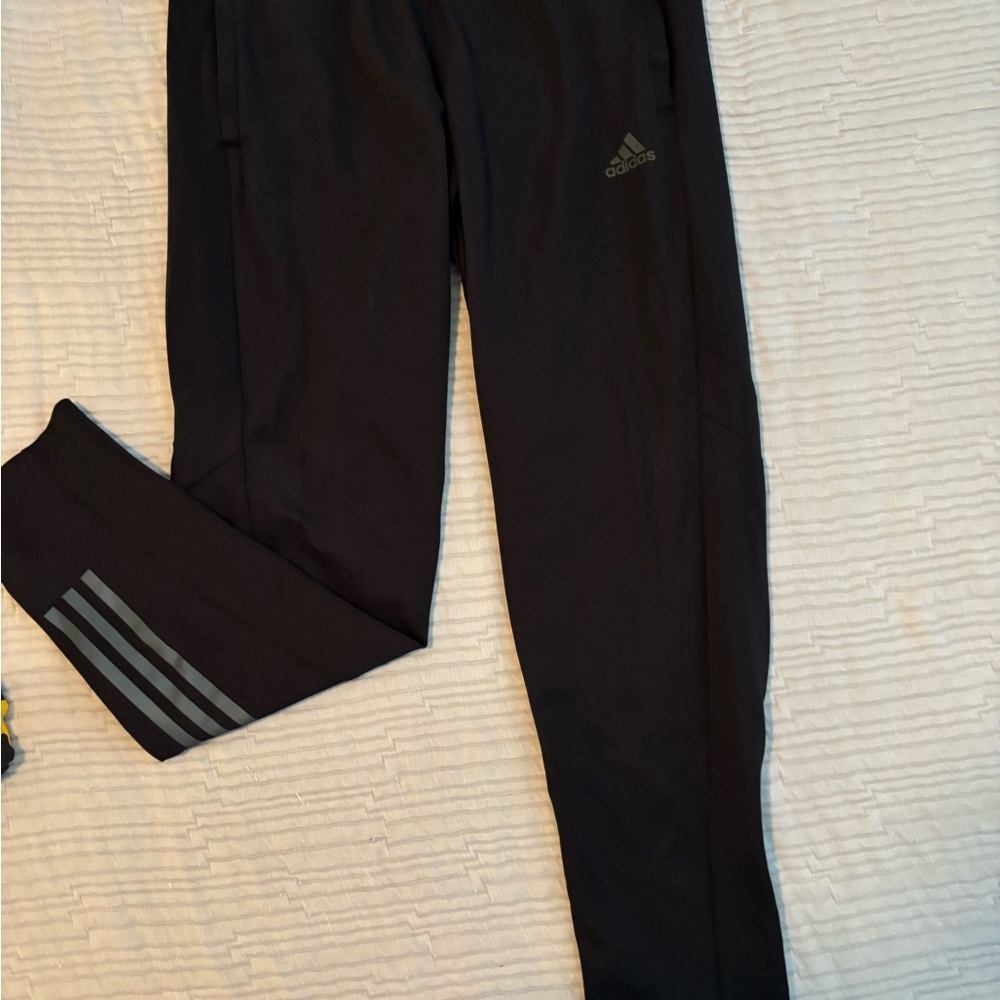adidas Black Sweatpants with Gray Stripes